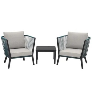 Hampton Bay Heather Glen 3-Piece Metal Patio Conversation Set with Stone Grey Cushions
