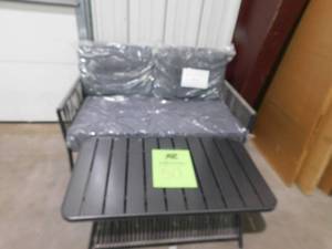 Charcoal Love Seat With Matching Metal Table