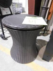 Keter Cool Bar 7.5 Gal. Resin Rattan Drink Cooler Patio Table