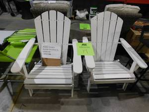 Hampton Bay Acacia Classic White Folding Wooden Outdoor Adirondack Chair (2 pack)