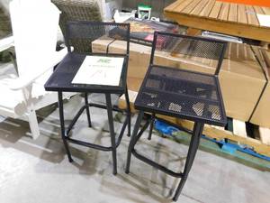 Swivel Metal Outdoor Bar Stools Low Back Height Backrest Outdoor Bar Chairs Patio Bistro Garden Backyard (Set 2)