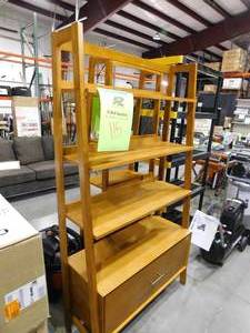 CROSLEY FURNITURE  70.25 in. Acorn Wood 4-shelf Ladder Bookcase with Open Back