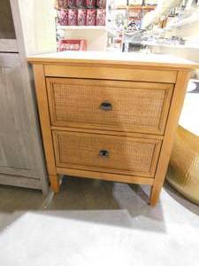 Home Decorators Collection Marsden Patina Wood Finish 2-Drawer Cane Nightstand