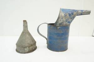 lot 36 image: Vintage Funnel and Oil Can
