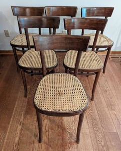 lot 36 image: Six Cane Webbing Dining Chairs