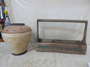 lot 45 image: Vase and Wood Dcor