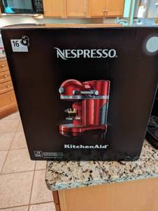 lot 10 image: Silver Nespresso KitchenAid Coffee Maker