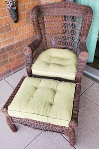 lot 305 image: Wicker Chair And Ottoman