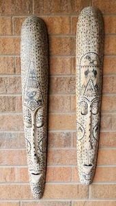 lot 307 image: Pair Of Hand Carved Masks From Africa