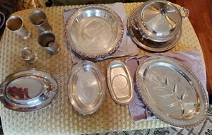 lot 326 image: Collection Of Silver Plated Serving Ware