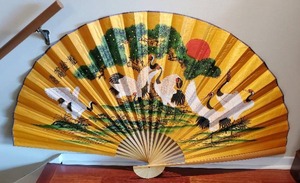lot 339 image: Asian Inspired Folding Fan With Cranes