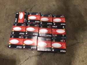 lot 19 image: Lot of Halo SLDSL6 Series 6 in. 2700K-5000K Selectable CCT Surface Integrated LED Downlight Recessed Light with White Round Trim Customer Returns See Pictures