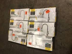 lot 20 image: Lot of  American Standard Fairbury 2S Single-Handle Pull-Down Sprayer Kitchen Faucet in Stainless Steel  Customer Returns See Pictures
