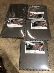 lot 36 image: Lot of Assorted TrafficMaster BlackGray 24 in. x 24 in. x .52 in. Foam Dual Sided Impact Gym Floor Tiles (4 TilesPack (16 sq. ft.)   Customer Returns See Pictures