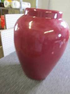 lot 98 image: burgundy ceramic  pot 18 inches tal...