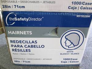 lot 99 image: case of white hair nets 1000 in cas...