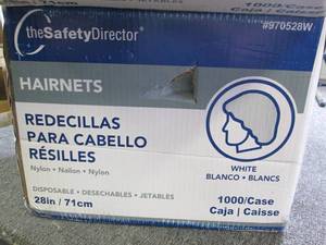 lot 100 image: case of white hair nets 1000 in cas...
