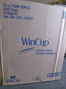 lot 218 image: case of wincup hotcold foam bowls ...
