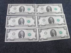 6 Sequential Uncirculated US $2 Bil...
