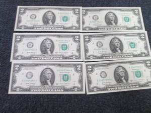 6 Sequential Uncirculated US $2 Bil...