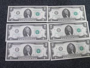6 Sequential Uncirculated US $2 Bil...