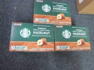 3- 10 ct Starbucks Hazelnut Kcups...
