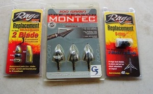 lot 10 image: (1)G-5 Pre-Season Montec 125 Grain Blades 3 Pk. (2) Rage Replacement O-Rings