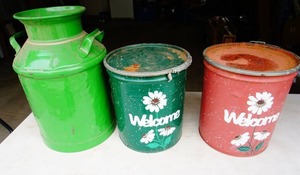 lot 31 image: Painted Cream Can and Two Pails...