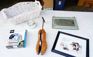 lot 60 image: Home Decor, Dresser Top Mirror, Keychain Digital Photo Album, Music Box...