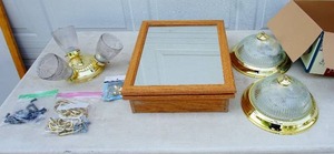 lot 66 image: Ceiling and Wall Light Fixtures, Vanity MirrorCase, DrawerDoor Hardware...