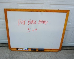 lot 67 image: Vintage Classroom Solid Oak Dry Erase Board 3 x 4 markers and erasers included