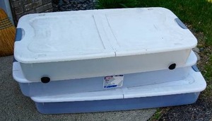 lot 69 image: (3) Sterlite Totes on Wheels... 2-74 qt. 1-40x20x7...
