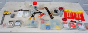 lot 76 image: Huge Lot of Hardware, Houseware Screws, Square Level Etc.