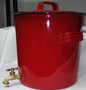 lot 355 image: Red Enamel Pot With Spigot