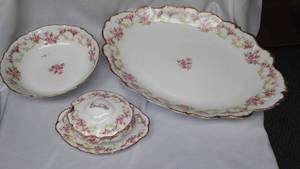 lot 382 image: Limoges Rosebud Elite Works China Serving Set.