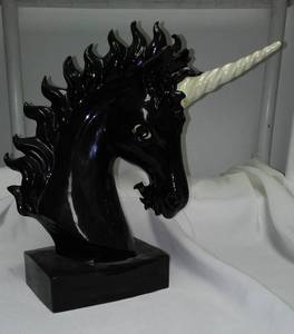 lot 457 image: Black Ceramic Unicorn. 12 In. H X 13 In W X 4.5D