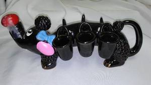 lot 473 image: Vintage Mid Century Redware Poodle  Decanter