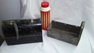 lot 513 image: 1920s Miners Slide out Lunch Box