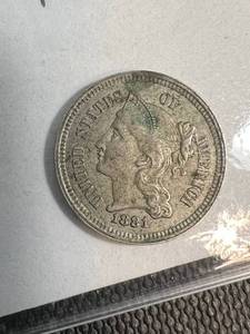 1881 US THREE CENT NICKEL VARIETY