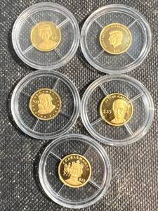 GROUP OF 5 SMALL GOLD PIECES .73grams .999 FINE GOLD EAGLE  3.5g TOTAL