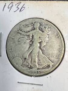 2 WALKING LIBERTY HALF DOLLARS 1936 1936-D