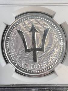 2017 BARBADOS $1 TRIDENT MS70 NGC 1 TROY OZ .999 FINE SILVER