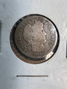 2 US BARBER DIMES 1899 1900-S