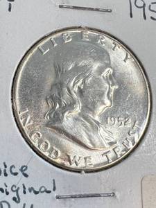 4 AU-UNC US FRANKLIN HALF DOLLARS 1952 1962-D 1963 1963-D