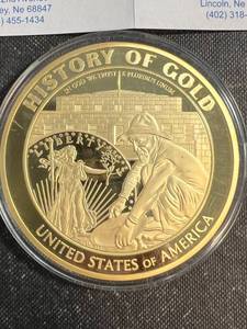 3.826 TROY OZ 92.5% STERLING SILVER (gold plated) HISTORY OF GOLD ROUND