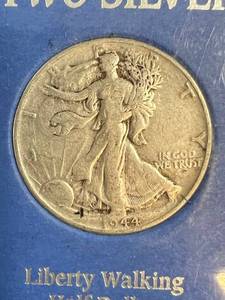 2 SILVER CLASSICS 1944 WALKING LIBERTY HALF 1943 MERCURY DIME