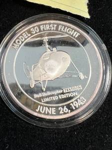 1993 BELL HELICOPTER 1 TROY OZ .999 FINE SILVER MODEL 30 1ST FLIGHT