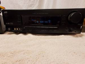 lot 112 image: Home Theater Combo--JVC AmplifierReceiver, RX-5060, and JVC Compact Disc Changer, XL-F106, and all the cords you need.