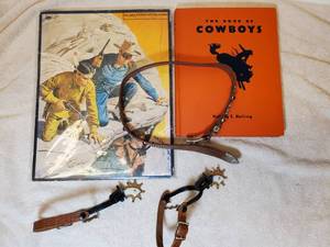 lot 177 image: VINTAGE Fancy Childs Spurs, Jeweled Belt, Lone Ranger Puzzle, etc.
