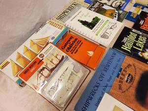 lot 194 image: Great Lakes Lot, Books and 2 Vintage Model Ships.